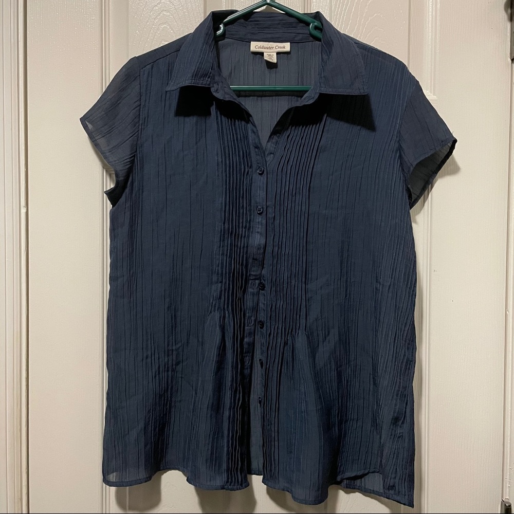 Coldwater Creek Pintucked Button Down Top - M